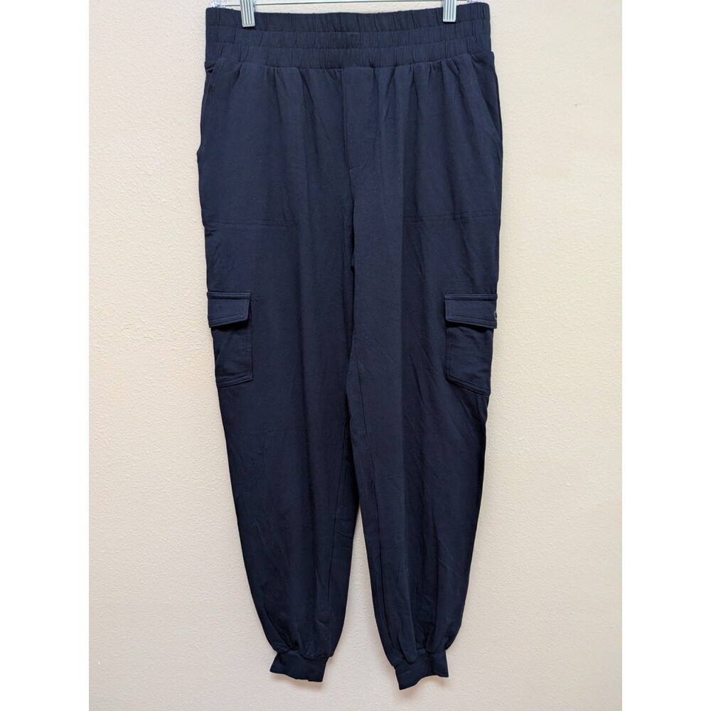 Anybody Womens Cozy Knit Cargo Jogger Pants XST Navy Blue Pull On Lounge Casual